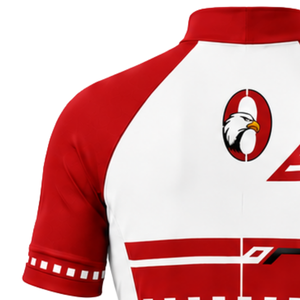Maillot de cyclisme personnalisé rouge et blanc à manches courtes avec fermeture éclair, respirant, pour équipes de course, vêtements de sport pour cyclistes - Product Image 3