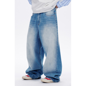 Pantalones Vaqueros de Mezclilla para Hombre, con Logotipo Bordado Personalizado, Pantalones de Invierno para Hombre, Lavados, Transpirables, Holgados, Rectos, con Bolsillos, Anchos - Product Image 3