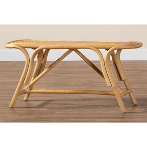 Banquette en rotin de ferme côtière artisanale pour patio - Product Image 1