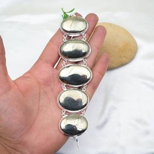 Pyrite <b>Bracelet</b> 925 Sterling <b>Silver</b> Handmade <b>Bracelet</b> Golden Apache Pyrite Gemstone <b>Silver</b> Jewelry Christmas Gift - Product Image 2