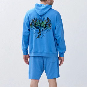 2024 Men Tracksuits <b>Short</b> Sets Custom Summer Unisex Men's Cotton 2 Two Piece Acid Wash <b>Short</b> Set Sweat Hoodie and <b>Shorts</b> Set - Product Image 3