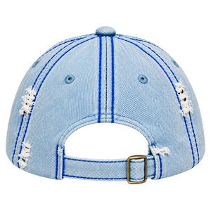 Gorra de Béisbol para Mujer, Color Azul Claro, Estilo Desgastado, con Logotipo Bordado de Poodle, Visera Curva Ajustable, Informal, para Exteriores - Product Image 5