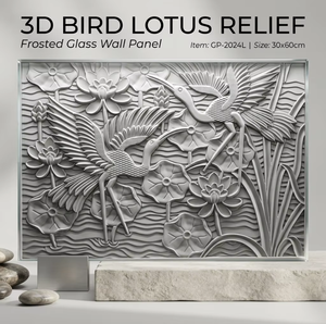 Panneau mural en pierre naturelle de style asiatique, motif 3D oiseau et lotus, finition polie, décorations murales pour escalier - Product Image 3