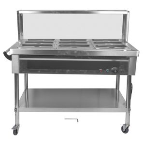Scaldavivande Elettrico Professionale Commerciale a 9 Vasche, Tavolo Riscaldante a Vapore in Acciaio Inox per Buffet e Catering - Product Image 2
