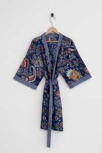 Robe Kimono Longue 100% Coton Faite à la Main à Imprimé Floral pour Femme, Peignoir Bohème Hippie, Robe Maxi Ethnique Décontractée, Robe d'Été Oversize - Product Image 2