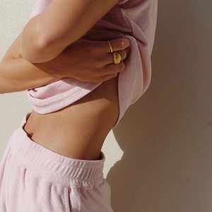 Women 2 Piece Terry Cotton Lounge <b>Set</b> Solid Color Short Sleeve Tee and Shorts Casual Summer Outfit Round Neck Elastic Waist - Product Image 3