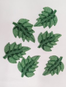 Green Leaf Embroidered Fabric Coasters Set of 6 Reusable <b>Bar</b> <b>Mats</b> Classic Style - Product Image 4