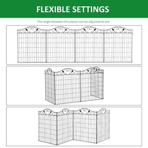 Set di 4 Pannelli per Recinzione da Giardino Pieghevoli in Metallo, 44 Pollici (Altezza) x 12 Piedi (Lunghezza), per Esterni e Patio, Senza Pali da Terra, con Finitura Verniciata - Product Image 5