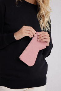 Pochette en tissu de coton recyclé avec fermeture éclair, conçue pour le rangement quotidien, les accessoires de maquillage, les petits objets, facile à transporter, durable - Product Image 6