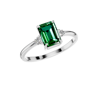 Anillos de Oro Rosa y Blanco de 14k y 18k con Esmeralda Natural en Engaste de Garra, Clásicos para Compromiso, Boda, Aniversario, Fiesta, Regalo de Cumpleaños para Niños - Product Image 5