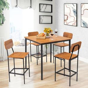 Set da Pranzo Industriale 5 Pezzi con Tavolo Alto e 4 Sgabelli da Bar - Product Image 3