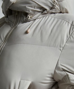 Women's Quilted Hooded <b>Jacket</b> <b>Short</b> Length Full <b>Sleeve</b> Zipper Closure Solid Color Winter Warm Coat Women Cropped Quilted <b>Jacket</b> - Product Image 3