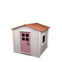 Casa de Juegos de Madera con Puerta Rosa y Techo Naranja para Niños al Aire Libre, Unisex, de 2 a 4 Años