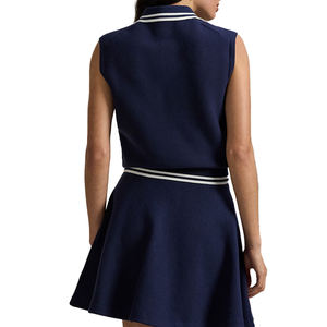 Pull sans manches décontracté en piqué de coton mélangé pour femme, col polo, respirant et léger, marque privée OEM - Product Image 2