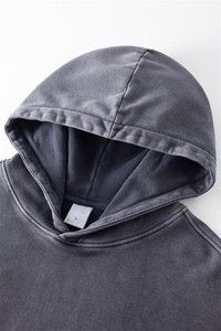 Sweat-shirt à capuche oversize pour homme en coton épais délavé effet usé style streetwear - Product Image 6