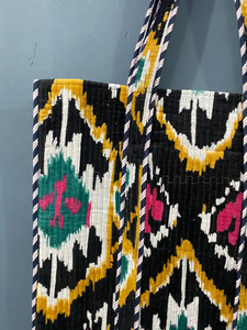 Bolso Tote de Algodón Acolchado con Diseño Étnico de Pavo Real, Color Sólido, Cierre de Cremallera, Asas Largas, Portátil para Verano, Playa, Compras Diarias y Viajes - Product Image 3