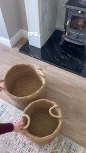 Panier en jonc de mer naturel, style décontracté, lot de 2, fait main, pour rangement, vente en gros, écologique, fabriqué au Vietnam - Product Image 5