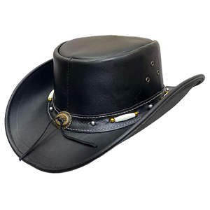 Chapeau de cowboy australien en cuir véritable marron de style occidental, très populaire, avec sangle de menton offerte - Product Image 5