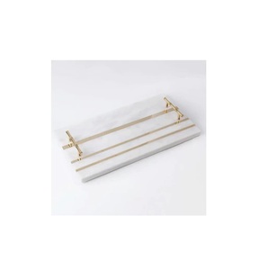 <b>Black</b> Marble <b>Tray</b> With Metal Handle for Restaurant Coffee Table Top <b>Tray</b> Custom Size Marble Fruits Storage <b>Serving</b> <b>Tray</b> Hot Sale - Product Image 2