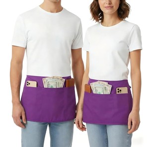Tablier de taille unisexe violet OEM 2026 avec poches pour uniforme de personnel de restaurant, barman, serveur, en polyester tissé - Product Image 1