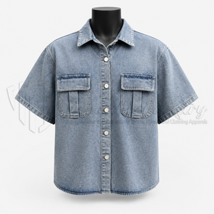 Camisa de Mezclilla de Manga Corta para Hombre de Primera Calidad, Suministro al por Mayor, Precio de Fábrica - Product Image 1