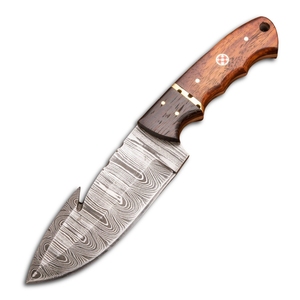 Couteau de chasse et à dépecer à lame fixe en acier Damas forgé à la main, manche en bois, ODM OEM, cadeau d'anniversaire idéal pour le bricolage - Product Image 1