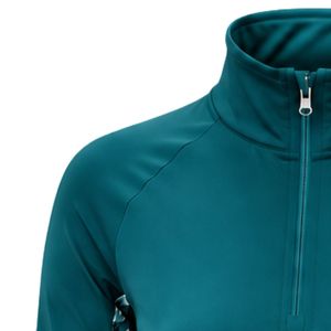 Manufacturer Deep <b>Teal</b> <b>Women</b> Quarter Zip Athletic Shirt Floral Sleeve Design Long Sleeve Workout Training Activewear <b>Top</b> - Product Image 3