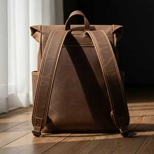 All Weather Leather <b>Roll</b> Top <b>Backpack</b> Reinforced Stitching Laptop Rucksack For Industrial Supply LTBP-0220 - Product Image 2