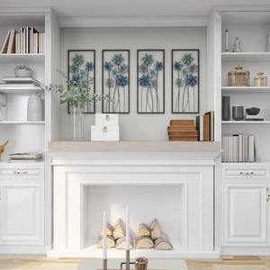 Ensemble de deux décorations murales florales en métal avec cadre noir, parfaites pour la décoration murale de la chambre et du salon, et pour l'aménagement de bureau. - Product Image 5