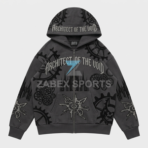 Sudadera con Capucha y Cremallera de Alta Calidad para Hombre, Corte Regular, con Pedrería, Estilo Urbano, de Algodón y Forro Polar, Proveedor de Ropa de Invierno - Product Image 1