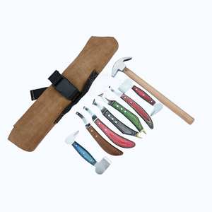 Kit d'outils de fermeur avec ensemble de couteaux à sabots à lame D tranchante, à extrémité en laiton, couteau à anse pour abcess arc-en-ciel, marteau de fermeur et coupe-ondulants - Product Image 1