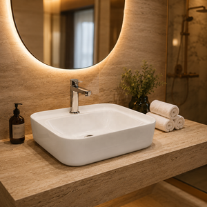 Lavabo Cuadrado para Baño, Diseño Minimalista, Superficie Lisa, Lavabo de Sobremesa, Garantía de 5 Años, Logotipo Impreso con Láser - Product Image 2