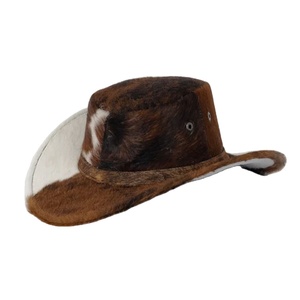 GENERSA SPORTS Chapeau de cowboy unisexe en fausse fourrure à large bord, décontracté, taille adulte 50-52cm, motif marron et blanc, impression par sublimation, lot de quatre - Product Image 1