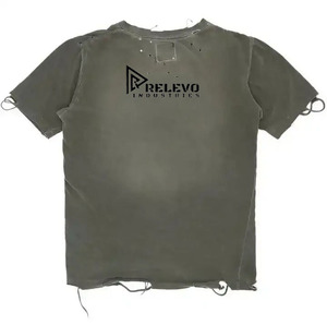 เสื้อยืดผู้ชายสไตล์วินเทจ ล้างสีแบบแอซิด พิมพ์ลายกราฟิกตามสั่ง คุณภาพสูง เนื้อผ้าหนา 100% คอตตอน ระบายอากาศได้ดี แห้งเร็ว - Product Image 2