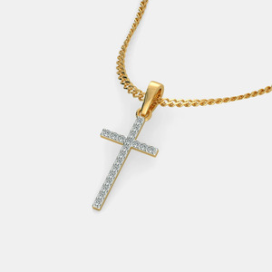 Collar con Colgante de Cruz de Diamante Cultivado en Laboratorio en Oro Amarillo - Product Image 2