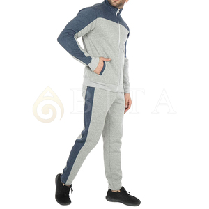 VICS SPORTS Unisex Gray Blue Color Block 2 1 <b>Polyester</b> <b>Tracksuit</b> Full Zip Hoodie Sweatshirt Side Pockets Casual Sport Wear - Product Image 5