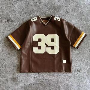 Maillot de football personnalisé de haute qualité à séchage rapide, col en V, en polyester, coupe courte et carrée, style formel, impression sérigraphiée, couleur unie - Product Image 1