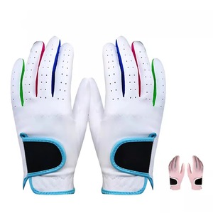 Guantes de Golf Unisex de Cuero PU, Transpirables, Antideslizantes, Blancos con Detalles Coloridos - Product Image 1