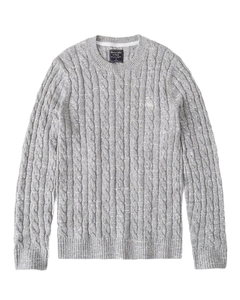 A.P.C. Suéter de lana gris de punto trenzado para mujer, cuello redondo, manga larga, informal, grueso, tejido a mano, color liso, para invierno - Product Image 1