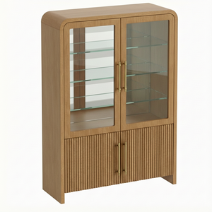 Display Cabinet Solid Wood Modern Coffee <b>Table</b> for Living Room Genuine Leather Living Room Furniture Factory Direct OEM ODM - Product Image 2