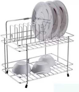 4-Tier Heavy Duty Stainless Steel <b>Kitchen</b> Dish <b>Rack</b> Multilayer Plate Bowl <b>Storage</b> Organizer Shelf with Cup Utensil Holders - Product Image 6