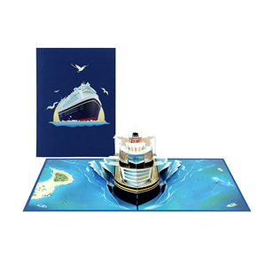 การ์ดอวยพรวันเกิดแบบป๊อปอัพ 3 มิติรูปเรือสำราญ งานแฮนด์เมด สำหรับการออกแบบตามสั่งและการผลิตแบบ OEM - Product Image 4