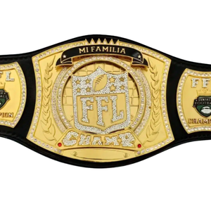 เข็มขัดแชมป์ FFL Mi Familia ดีไซน์ทองคำและเพชร สายสีดำพรีเมียม พร้อมโลโก้ฟุตบอล สำหรับนักสะสมหรือแฟนๆ - Product Image 5