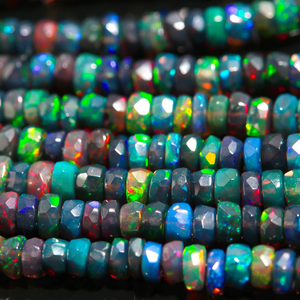 Cuentas Rondelle facetadas de ópalo etíope negro de alta calidad, cuentas de ópalo negro de 3-5MM - Product Image 4