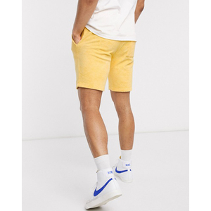 Shorts Bermuda en Coton Jaune pour Hommes avec Poches, Taille Élastique, Style Décontracté, Longueur Mi-Cuisse, Tissu Tricoté Respirant - Product Image 4