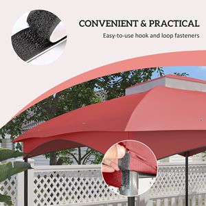 Copertura per Gazebo 10X12 sostitutiva del baldacchino rosso vino a doppio livello con protezione in stile fori di drenaggio - Product Image 6