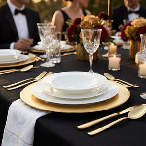 Plato de Presentación de Lujo Hecho a Mano con Borde Dorado PVD de Acero Inoxidable SS304 de 33 cm, Decoración para el Hogar, Hoteles, Bodas y Fiestas - Product Image 2
