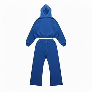 Customs Logo Breathable Tracksuit Outgoing Plain Dyed Heavyweight Hoodies Double Layer 100% Cotton <b>Drop</b> Shoulder Mens Sweatsuits - Product Image 4