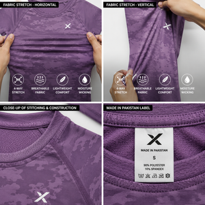X Sports City Women's High-Stretch Compression <b>T</b>-<b>Shirt</b> Slim Fit Moisture-Wicking Breathable Quick-Dry Athletic Crew Neck Tee Gym - Product Image 3
