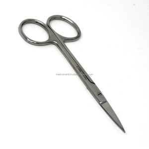 กรรไกรตัดม่านตาสำหรับสัตวแพทย์ แบบตรง ขนาด 4.5 นิ้ว ทำจากสแตนเลสสตีล ใช้งานด้วยมือ ได้รับการรับรองมาตรฐาน CE เครื่องมือผ่าตัดทางทันตกรรม รับผลิตแบบ OEM ODM - Product Image 5